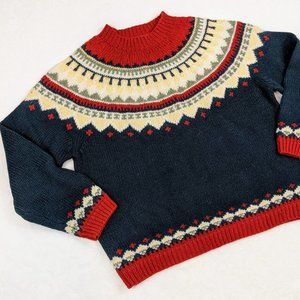 Vintage Eddie Bauer Nordic Fair Isle Knit Wool Sweater